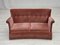 Dänisches 2-Sitzer Sofa aus Möbelvelours & Buchenholz in Lachsrosa, 1970er 12