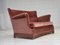 Dänisches 2-Sitzer Sofa aus Möbelvelours & Buchenholz in Lachsrosa, 1970er 8