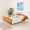 Skandinavisches Mid-Century Queen Size Bett mit Nachttischen und Lampe, 1950er 4