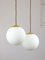 Italienische Mid-Century Lampengruppe aus Messing & Opalglas 14