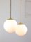 Italienische Mid-Century Lampengruppe aus Messing & Opalglas 4
