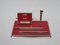 Bauhaus Writing Set with Perpetual Calendar in Chrome and Carmine Red from Jakob Maul, Image 2