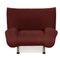 Fabric Chair in Wine Red with Stool by Rolf Benz, Set of 2 14