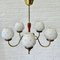 Mid-Century Modern Scandinavian Chandelier in Brass with Glass and Birch, Sweden, 1950s 5