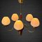 Mid-Century Modern Scandinavian Chandelier in Brass with Glass and Birch, Sweden, 1950s 4
