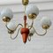 Mid-Century Modern Scandinavian Chandelier in Brass with Glass and Birch, Sweden, 1950s 6