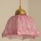 Art Deco Hand-Blown Pink Ruffled Murano Glass Pendant, 1970s 6