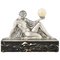 Raymonde Guerbe, Art Deco Seated Lady Holding a Ball, 1930s, Metal with Onyx Base 1