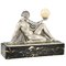 Raymonde Guerbe, Art Deco Seated Lady Holding a Ball, 1930s, Metal with Onyx Base 2