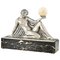 Raymonde Guerbe, Art Deco Seated Lady Holding a Ball, 1930s, Metal with Onyx Base 4