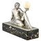 Raymonde Guerbe, Art Deco Seated Lady Holding a Ball, 1930s, Metal with Onyx Base 3