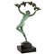 Raymonde Guerbe, Art Deco Tänzerin mit Trauben, Griserie, 1930, Metall mit Marmorsockel 2