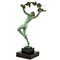 Raymonde Guerbe, Art Deco Tänzerin mit Trauben, Griserie, 1930, Metall mit Marmorsockel 3