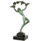 Raymonde Guerbe, Art Deco Tänzerin mit Trauben, Griserie, 1930, Metall mit Marmorsockel 6