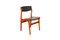 Dining Chairs in Teak and Black Vinyl Upholstery, Set of 5 2