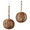 Vintage Cane and Rattan Globe Pendants, 1970s, Set of 2 1