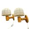 Swedish Modern Pine Wall Lamps with Fabric Shades, 1970s, Set of 2, Image 3