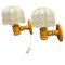 Swedish Modern Pine Wall Lamps with Fabric Shades, 1970s, Set of 2, Image 1