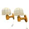 Swedish Modern Pine Wall Lamps with Fabric Shades, 1970s, Set of 2, Image 2
