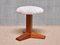 Sgabello moderno a tre gambe in teak e Lelièvre Bouclé, Danimarca, anni '50, Immagine 2