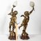 Lampes Cupidon Antique Dorées attribuées à Eutrope Bouret, 1906, Set de 2 3