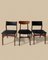 Chaises de Salle à Manger avec Tapisserie en Cuir Noir et Teck, 1960s, Set de 3 2