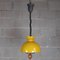 Suspension Vintage en Verre de Murano Blanc Brillant et Jaune avec Bois, 1970s 1