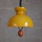 Suspension Vintage en Verre de Murano Blanc Brillant et Jaune avec Bois, 1970s 5