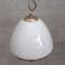 Lampe à Suspension Swirl en Verre de Murano et Laiton Blanc avec Socle en Forme de Cloche, 1970s 3