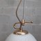 Lampe à Suspension Swirl en Verre de Murano et Laiton Blanc avec Socle en Forme de Cloche, 1970s 11
