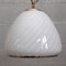 Lampe à Suspension Swirl en Verre de Murano et Laiton Blanc avec Socle en Forme de Cloche, 1970s 4