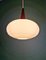 Lampe à Suspension Vintage en Opaline Blanche et Teck, 1960 4