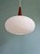 Lampe à Suspension Vintage en Opaline Blanche et Teck, 1960 3