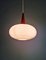 Lampe à Suspension Vintage en Opaline Blanche et Teck, 1960 11