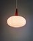 Lampe à Suspension Vintage en Opaline Blanche et Teck, 1960 2