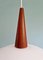 Lampe à Suspension Vintage en Opaline Blanche et Teck, 1960 6