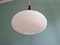 Lampe à Suspension Vintage en Opaline Blanche et Teck, 1960 10