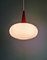 Lampe à Suspension Vintage en Opaline Blanche et Teck, 1960 9