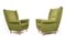 Olive Green Armchairs, 1950s, Set of 2 1