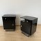 Art Deco Bedside Cabinets in Black Lacquer & Chrome, France, 1930, Set of 2 2