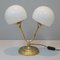 Vintage Tischlampe aus Opalglas und Goldfarbenem Metall 1