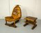 Brazilian Patched Leather Lounge Chair with Table, 1960s, Set of 2 1
