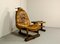 Brazilian Patched Leather Lounge Chair with Table, 1960s, Set of 2 3