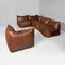 Italian Modern Brown Leather Sofa by Mario Bellini for B&B, 1980s, Set of 5 7