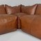 Italian Modern Brown Leather Sofa by Mario Bellini for B&B, 1980s, Set of 5 9