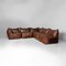 Italian Modern Brown Leather Sofa by Mario Bellini for B&B, 1980s, Set of 5 1