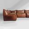 Italian Modern Brown Leather Sofa by Mario Bellini for B&B, 1980s, Set of 5 5