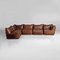 Italian Modern Brown Leather Sofa by Mario Bellini for B&B, 1980s, Set of 5 4