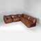 Italian Modern Brown Leather Sofa by Mario Bellini for B&B, 1980s, Set of 5 3