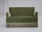 Divano a due posti vintage in velluto verde e gambe in faggio, Danimarca, anni '70, Immagine 1